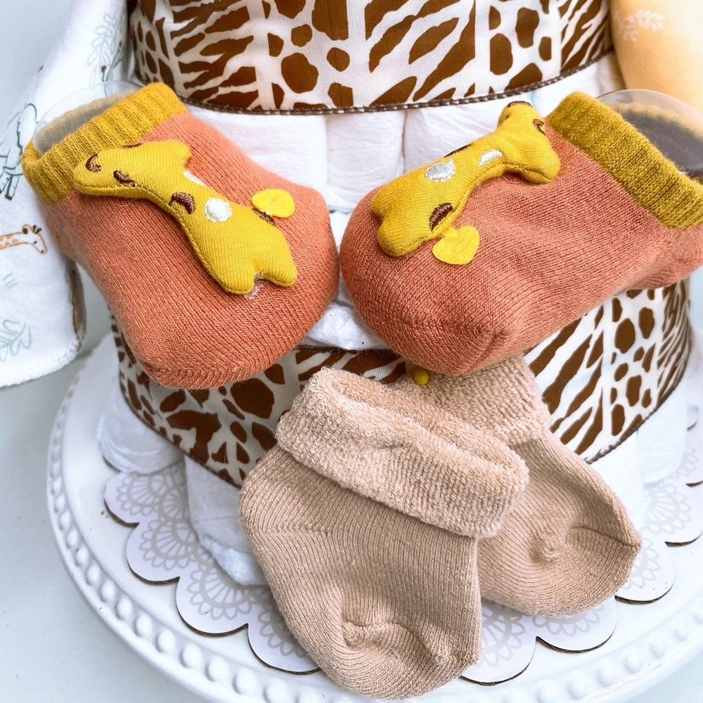 Giraffe Diaper Cake, Safari Themed
